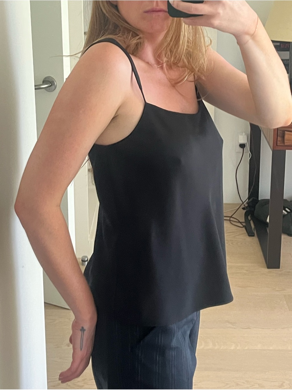 The Row black Silk Spaghetti Strap Cami Top